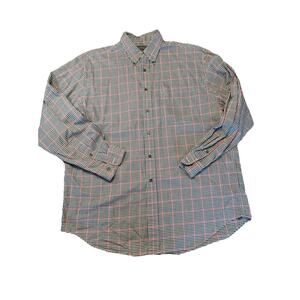 CC Filson Men's Size Large Button Down Black Tan Checked Plaid Button Shirt